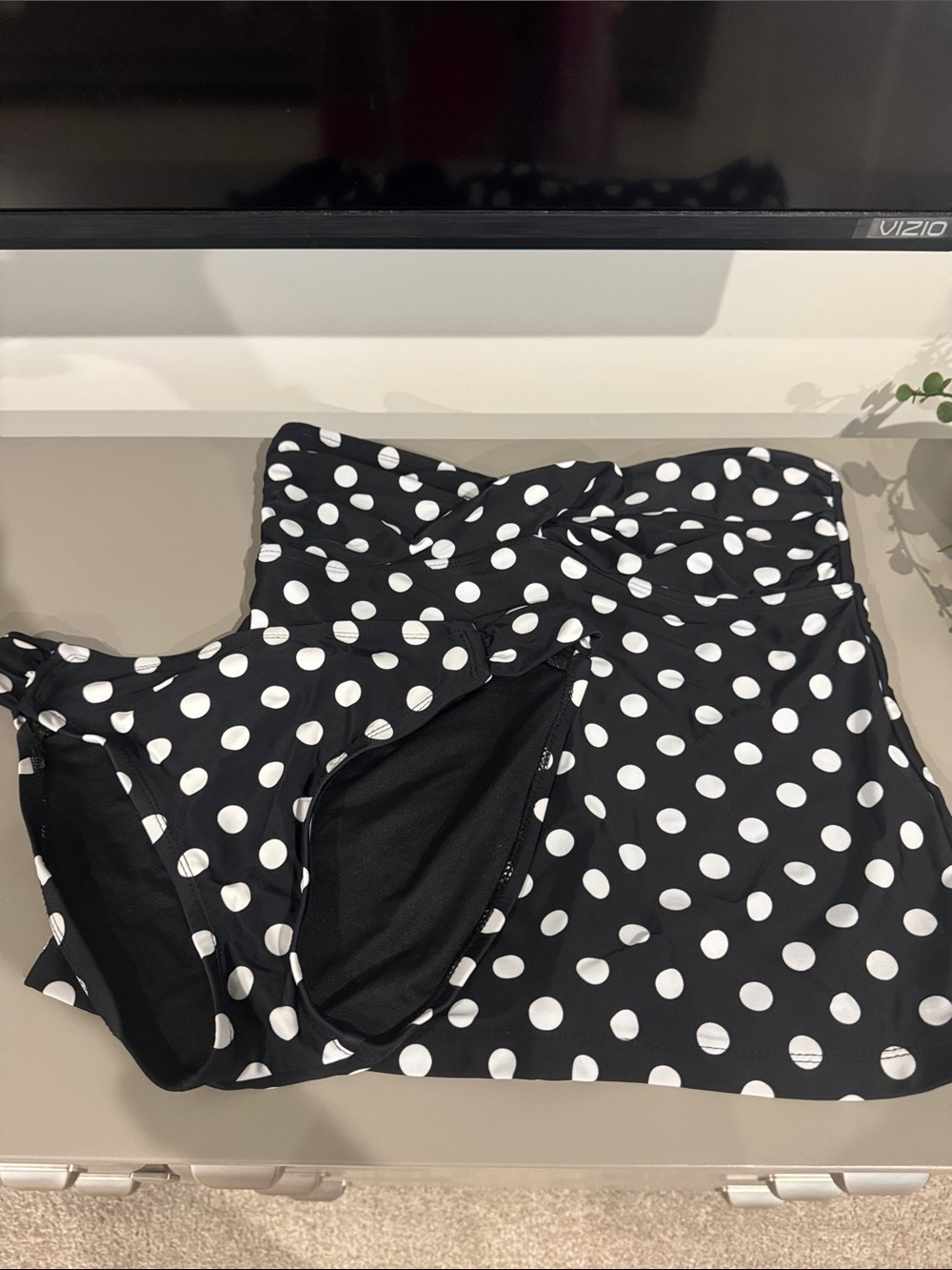 Black White Polka Dot Swimsuit Two-Piece Set